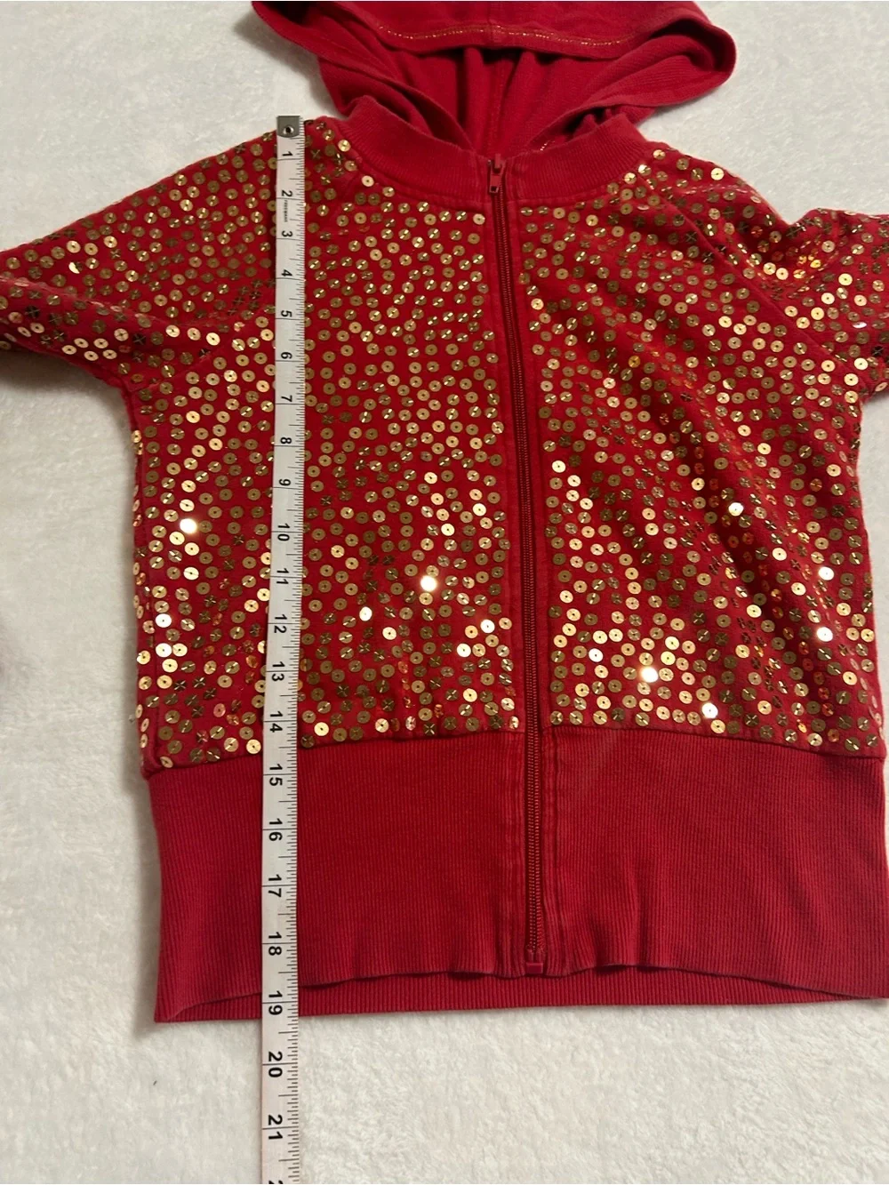 Vintage Y2K Mary-Kate & Ashley Red Gold Sequin Zip Hoodie Girls L 10/12